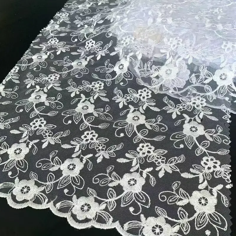 Wholesale Beautiful 3d Flower Beaded Cheap Textile Embroidery Fabric Swiss Voile Lace Trim 2021