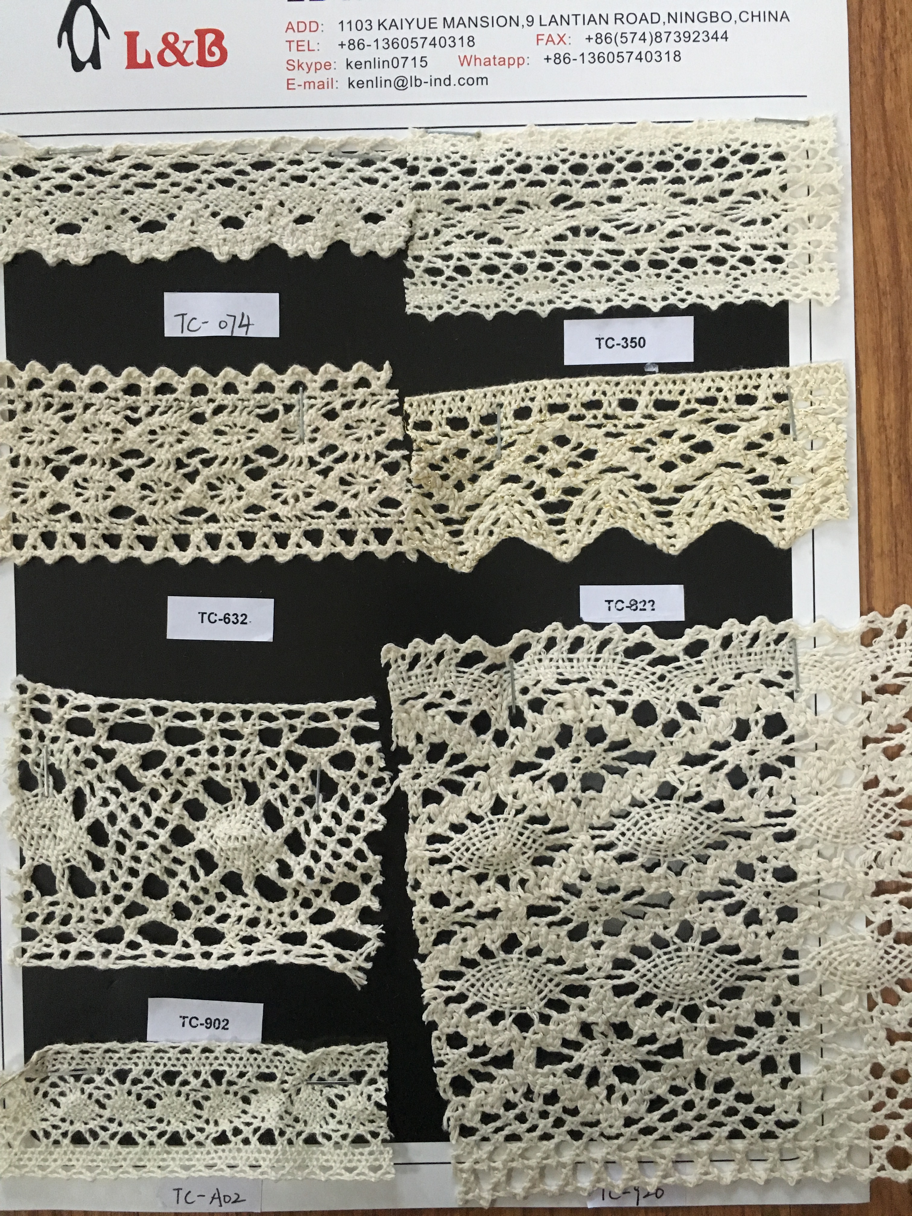 100% Cotton Sustainable Crocheted Embroidery Lace Knitted Trimming Cotton Lace